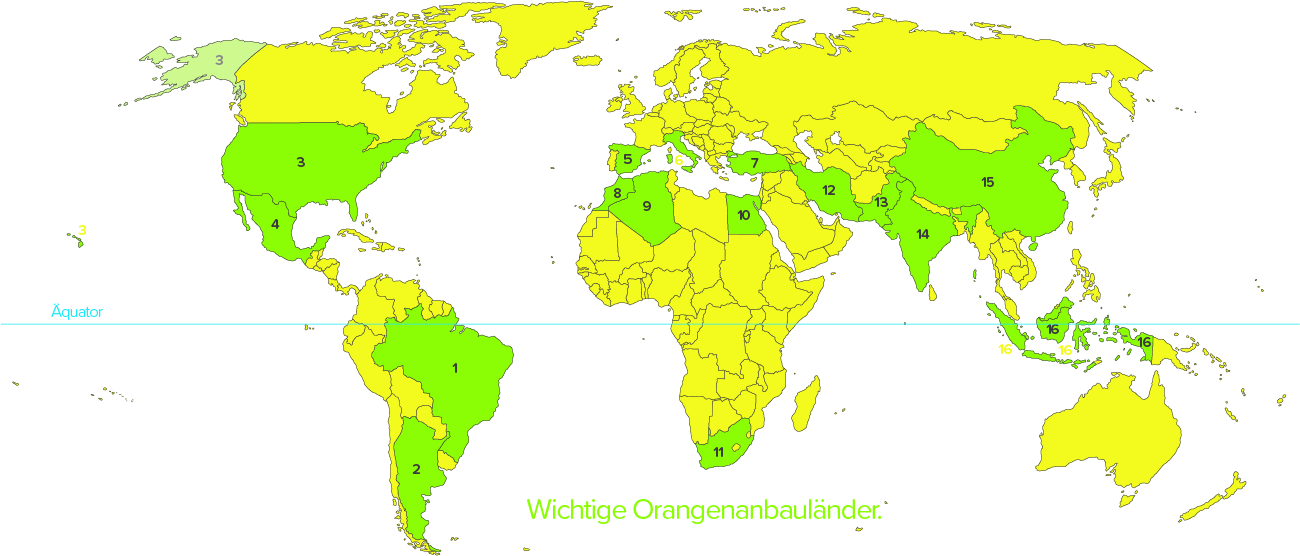 Orangenanbauländer und -gebiete