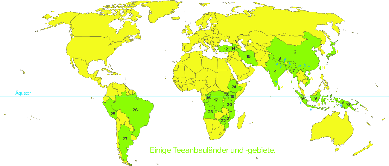 Teeanbauländer und -gebiete